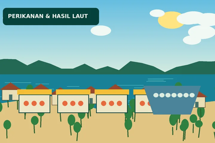 Ilustrasi Pesisir dan Perikanan Berakit